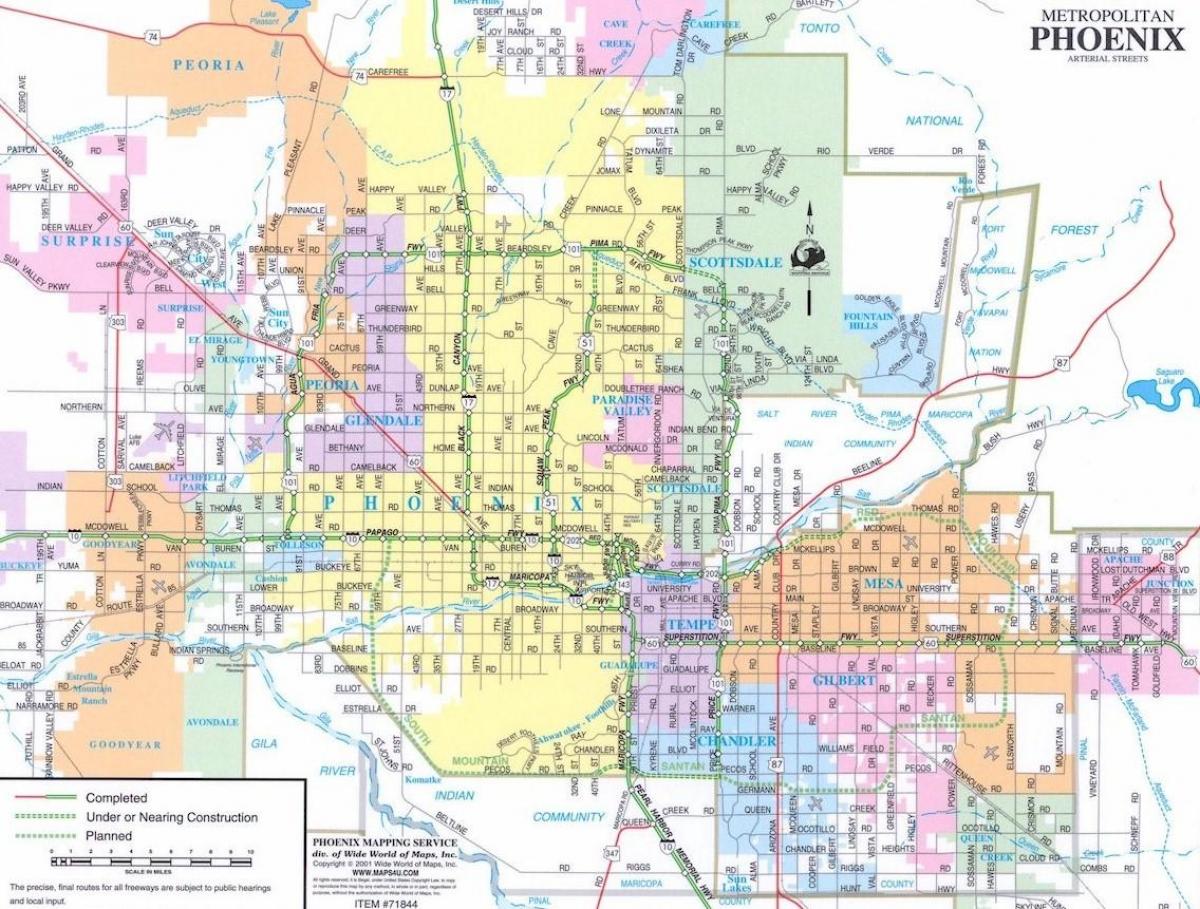 Финикс хотын газрын зураг Аризонагийн